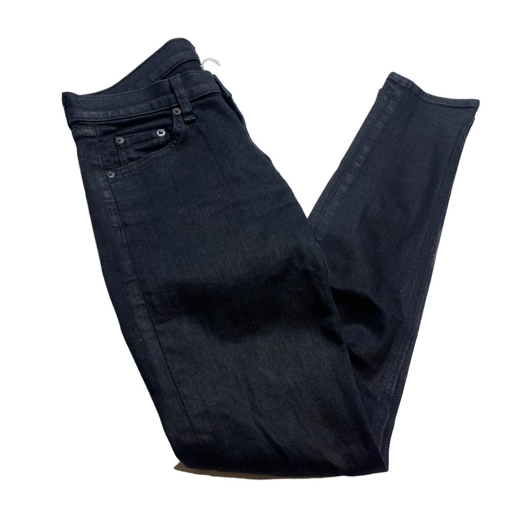 Rag & Bone Black Coated Skinny Jeans Size 28 Moto Grunge Rock